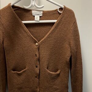 Rachel Zoe Women's Tan Cardigan Sweater 100% merino wool